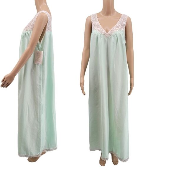 FLO Weinberg Vintage Maxi Length Nightgown Pastel Green - Picture 1 of 15
